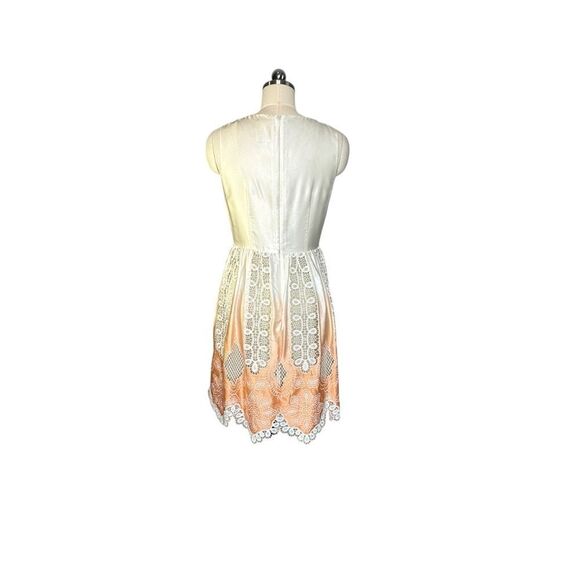 Anna Sui Cream Ombre Silk Embroidered Scalloped Mini Dress | Size 4 - Picture 7 of 11